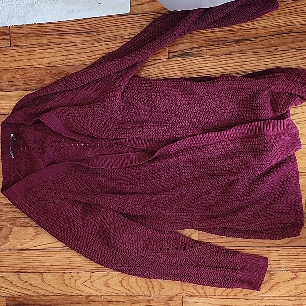 Chenille maroon knitted cardigan
